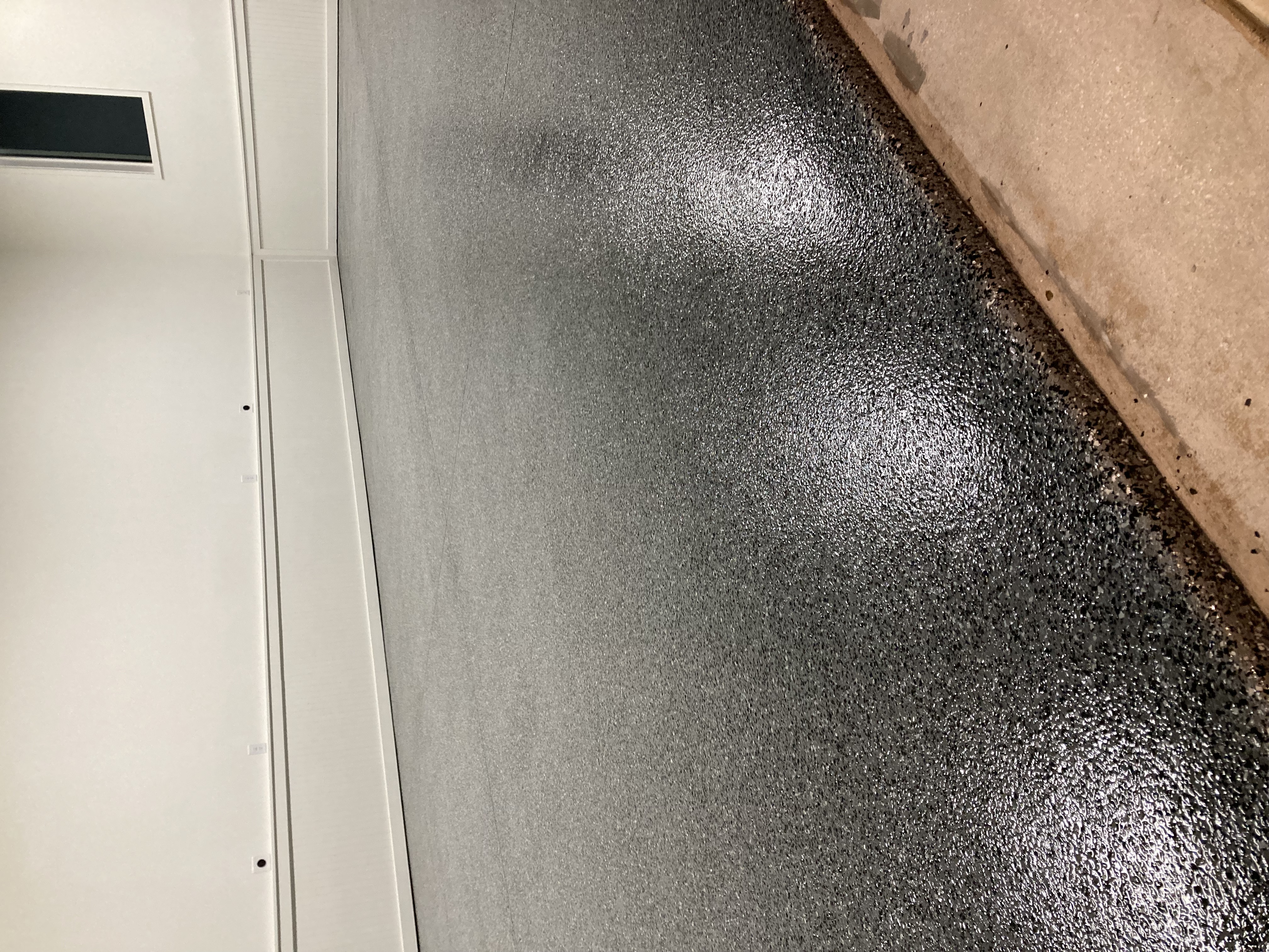 Epoxy garage floor dark charcoal flake grey residential