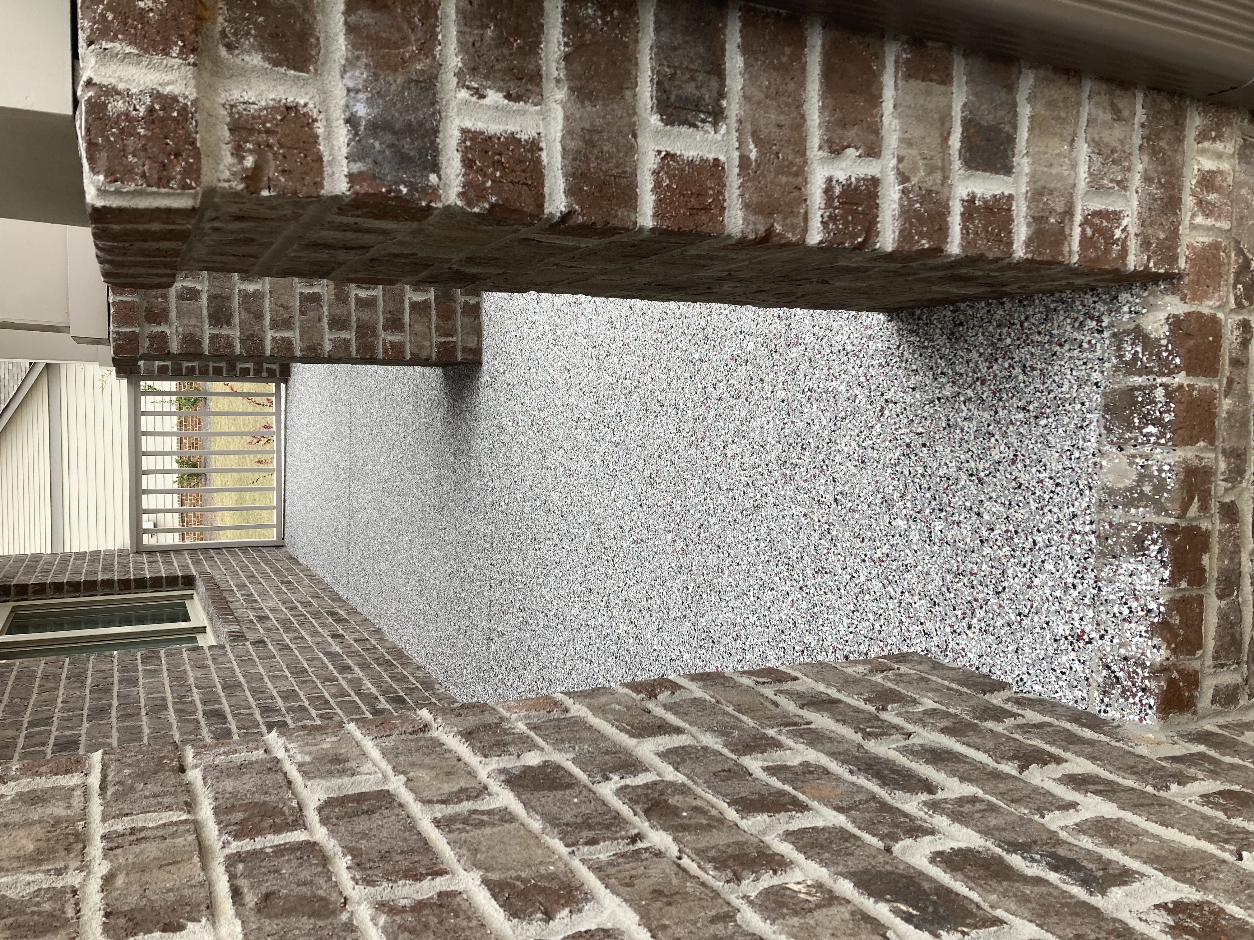 Epoxy porch walkway flake grey residential brick house