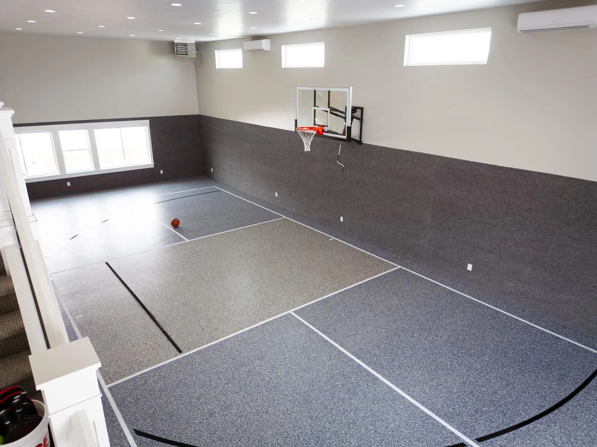 Indoor basketball court epoxy floor coating residential home