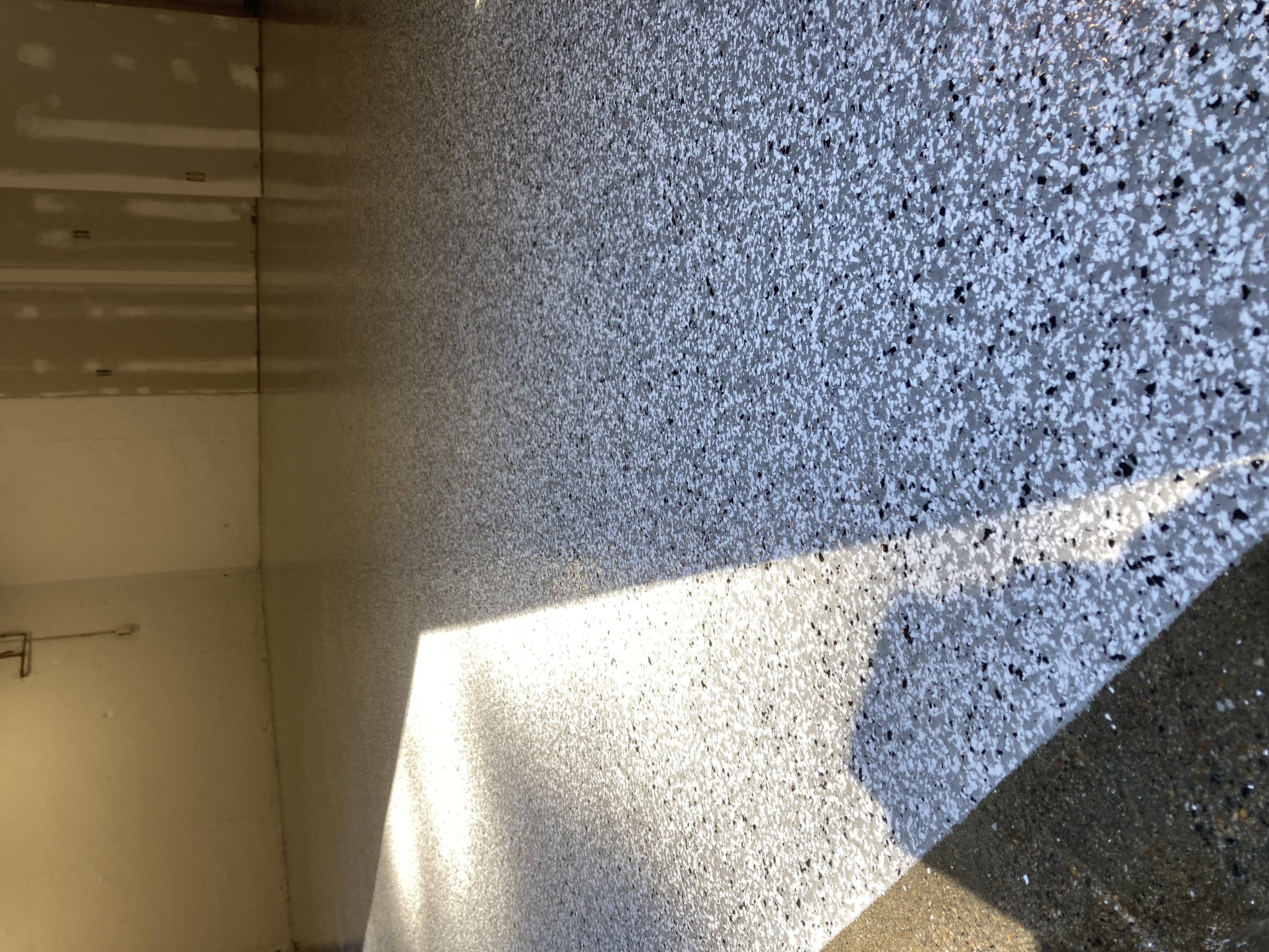 Epoxy floor salt and pepper flake residential garage