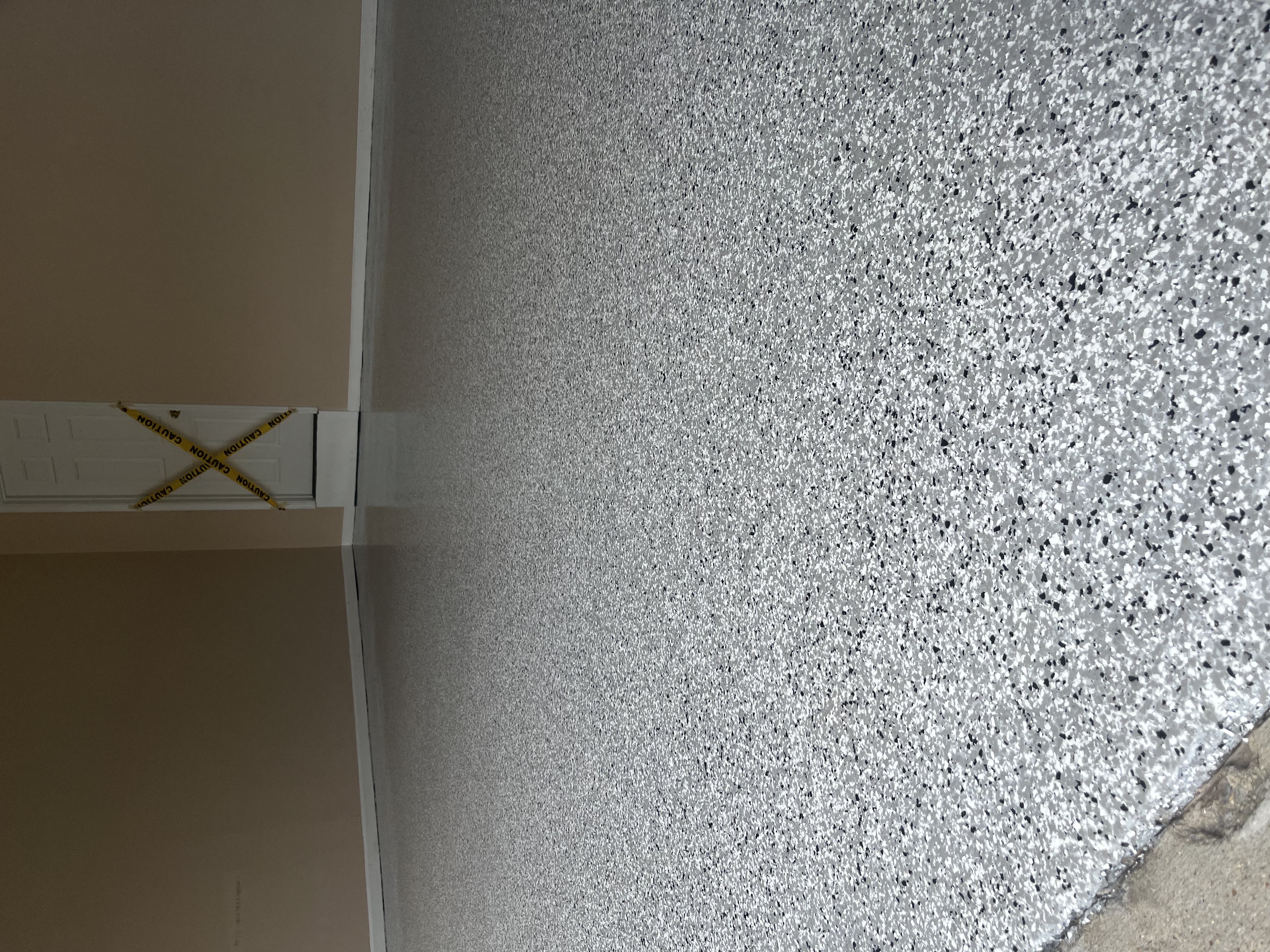 Epoxy garage floor dark grey flake residential large three car