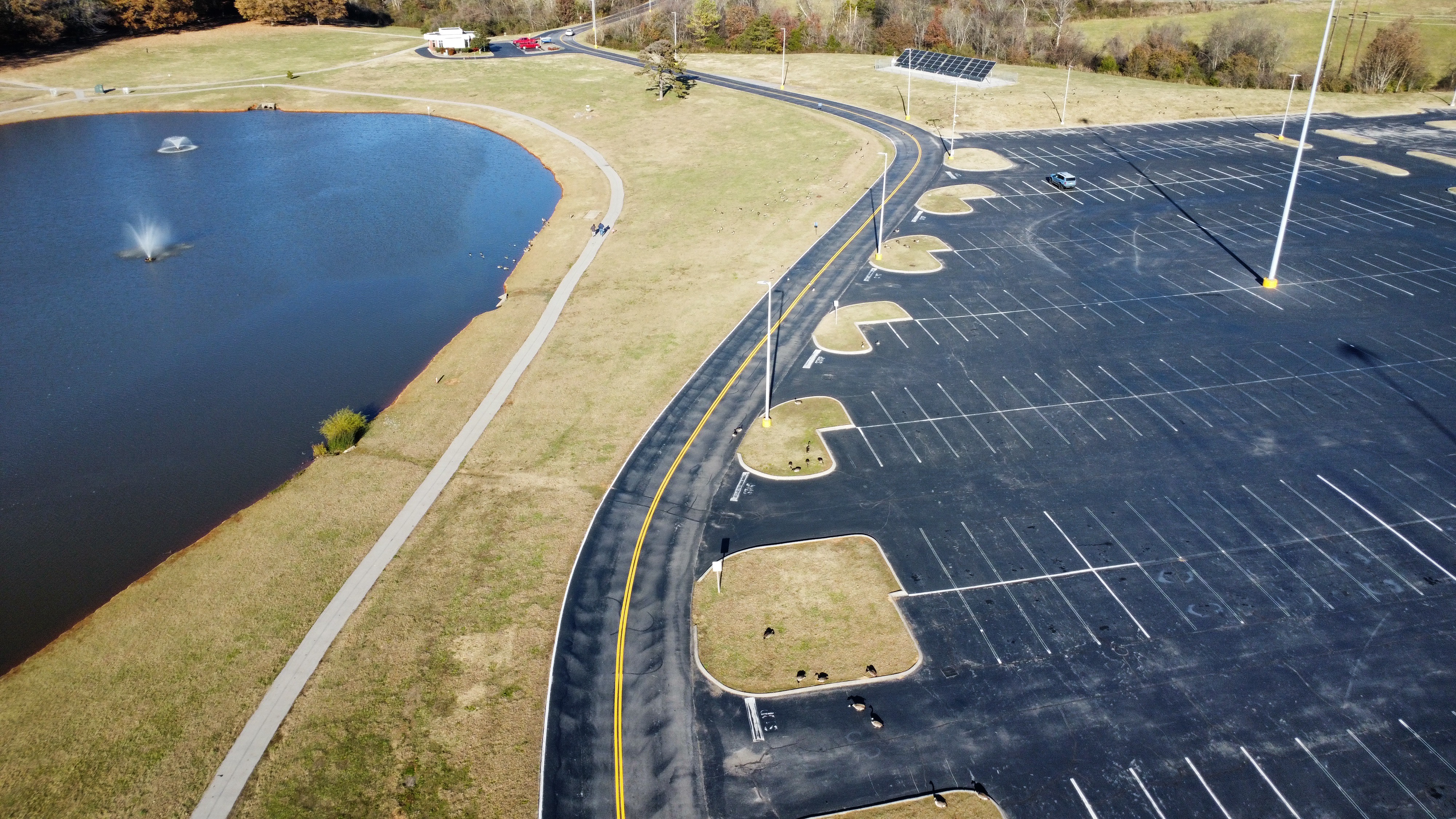 Pellissippi State campus parking lot striping aerial