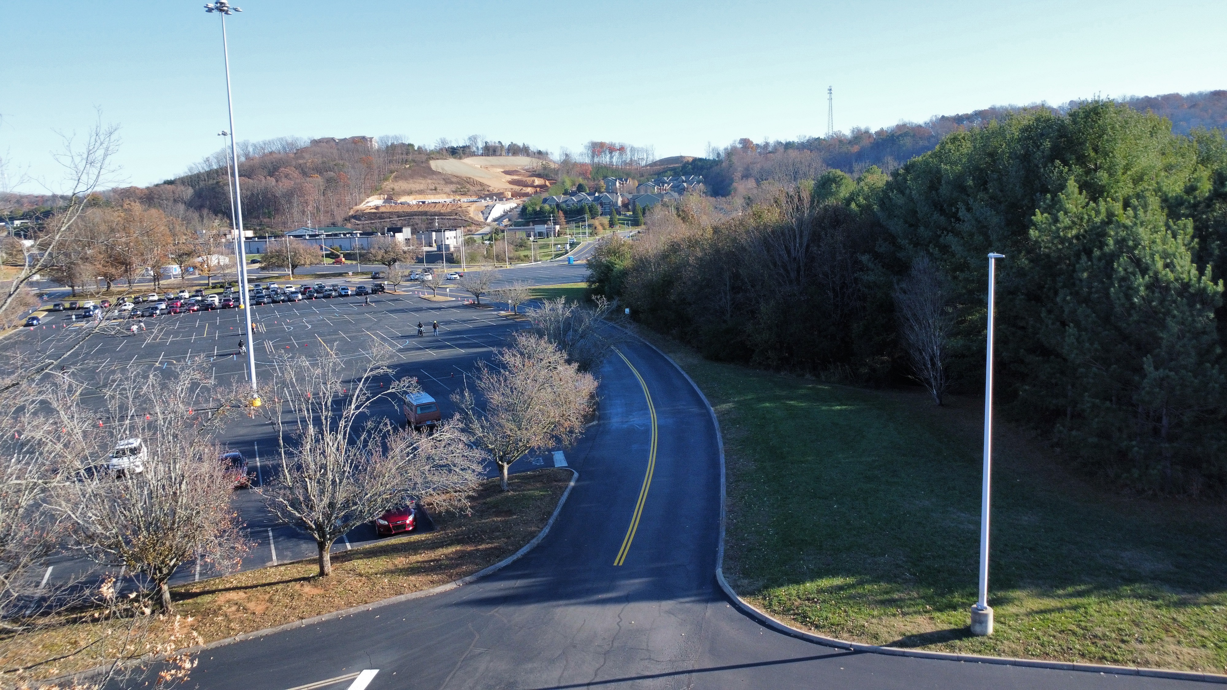 Pellissippi State campus road markings aerial view