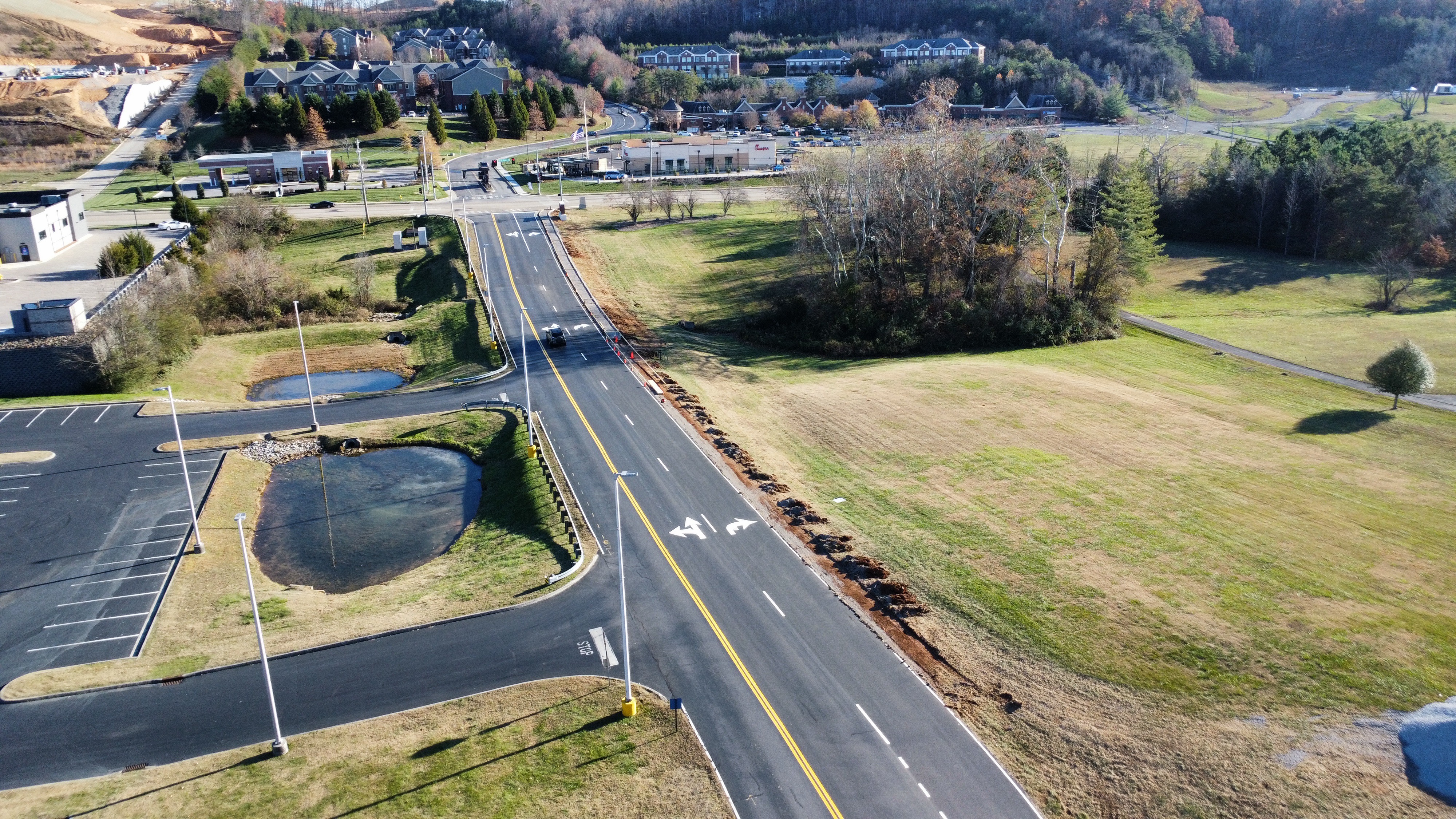 Pellissippi State complete road striping aerial drone